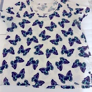 Lord & Taylor Plus Butterfly T Shirt Women 2X Spring Summer Whimsical Cottagecor
